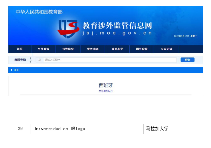 中国教育部涉外监管网,西班牙大学,西班牙马拉加大学,工商管理硕士,欧洲硕士,海外硕士
